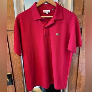 Lacoste men’s tennis shirt in red, size large.